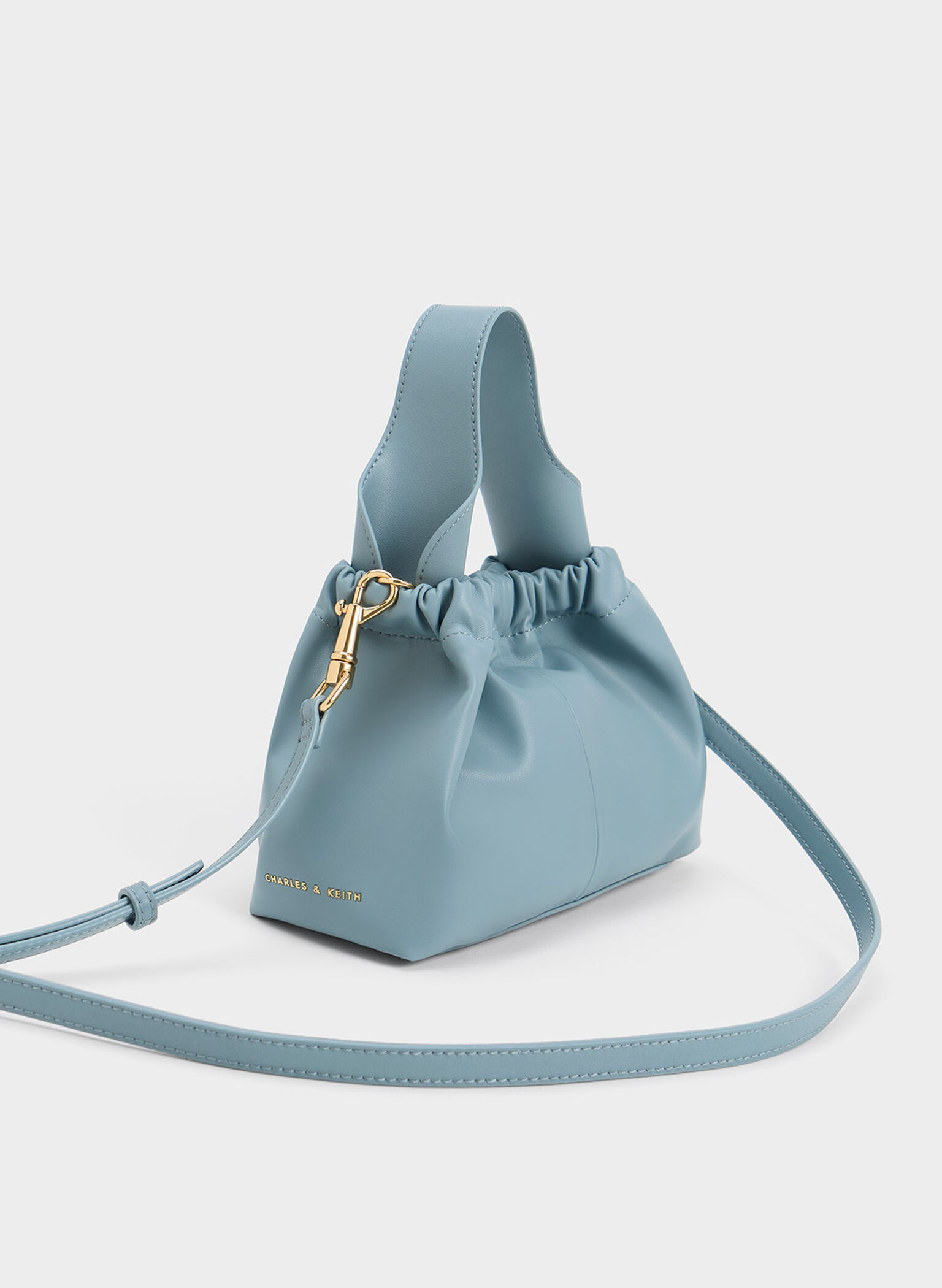 Ally Ruched Slouchy Chain-Handle Bag, Slate Blue, hi-res