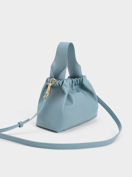 Ally Ruched Slouchy Chain-Handle Bag, Slate Blue, hi-res