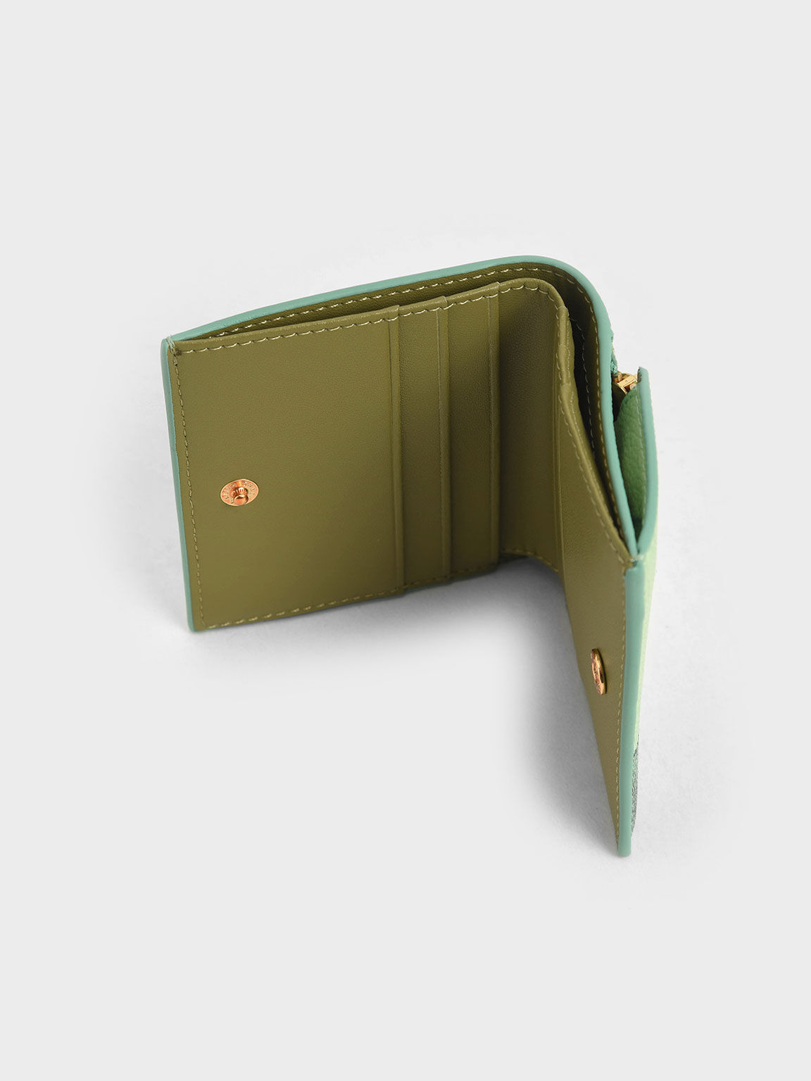 Front Flap Watercolour-Print Small Wallet, Avocado, hi-res