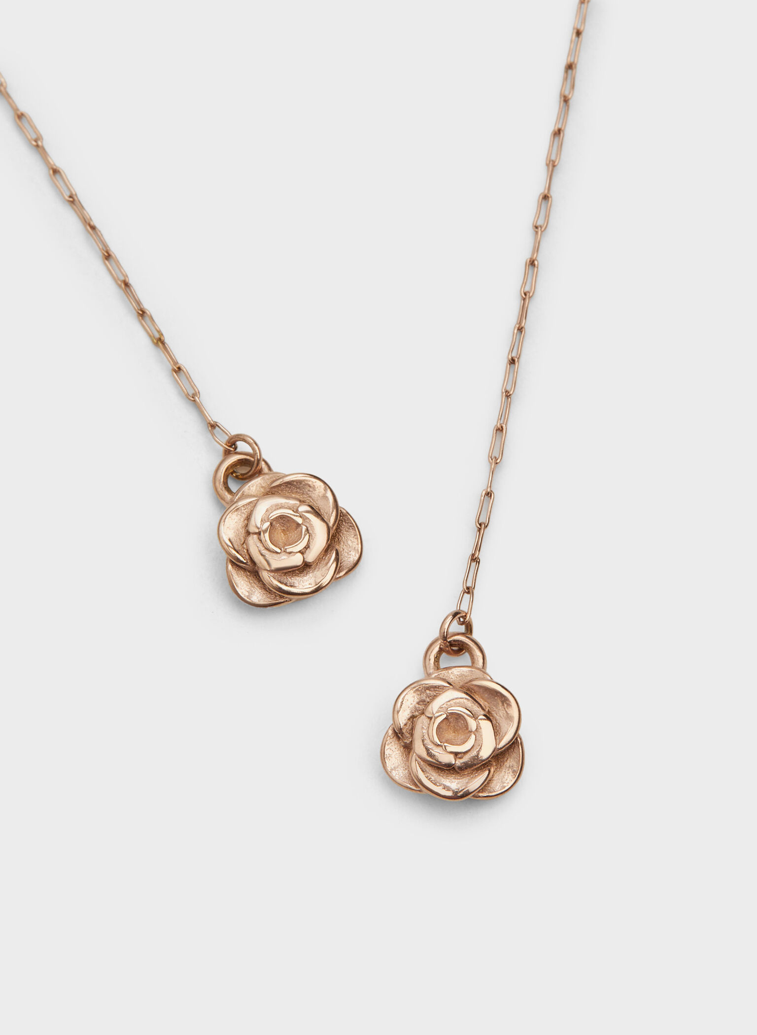 Rosalind Flower-Motif Asymmetric Drop Earrings, Brushed Rose Gold, hi-res