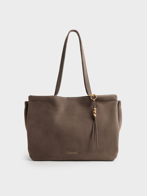 XL Zephyr Tassel Tote Bag, Stone Grey, hi-res
