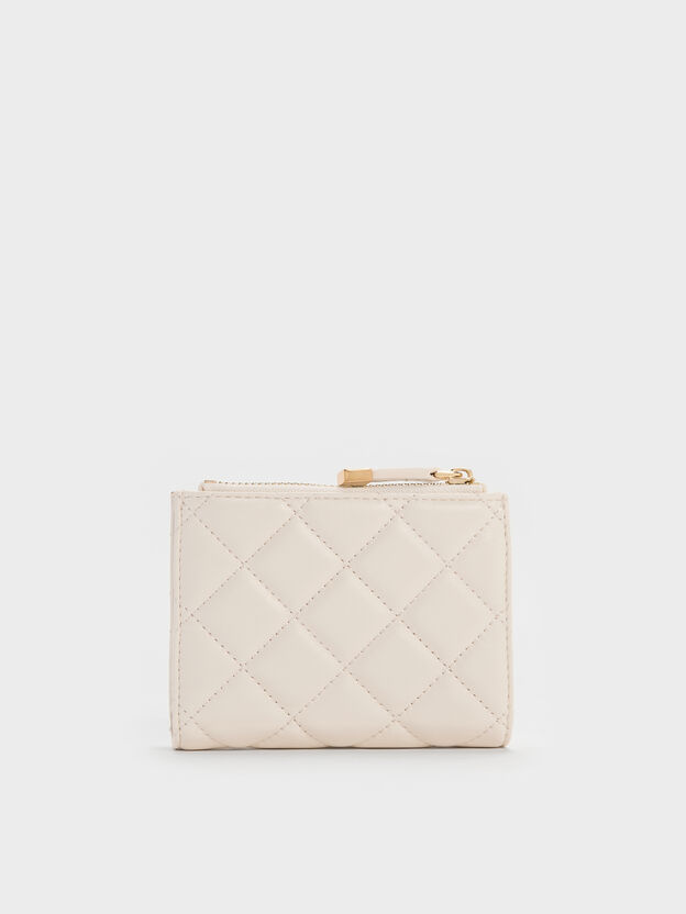 Alva Quilted Top-Zip Small Wallet, Cream, hi-res