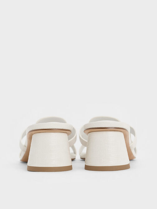 Easley Croc-Effect Cut-Out Heeled Sandals, Animal Print White, hi-res