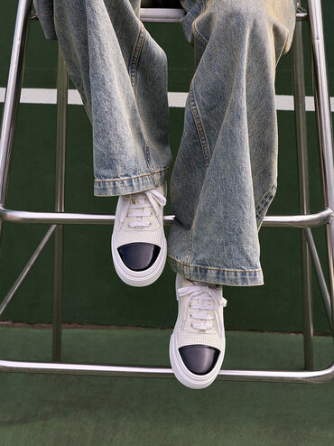 Joshi Textured Two-Tone Sneakers, Chalk, hi-res