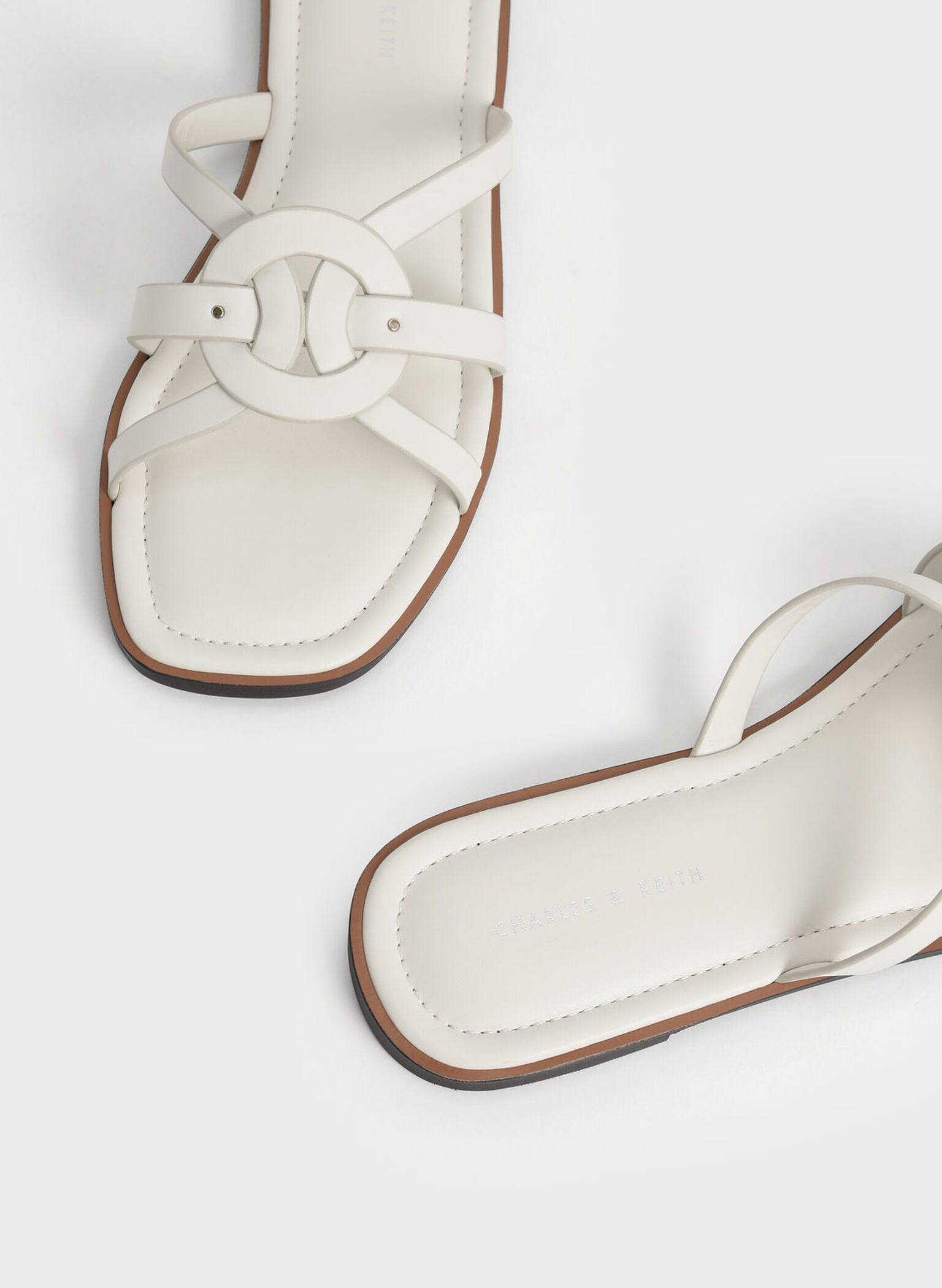 Chalk Ring Detail Strappy Flats - CHARLES & KEITH SG