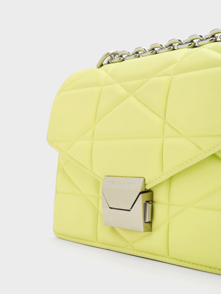 Blanche Chevron Chain Handle Bag, Butter, hi-res