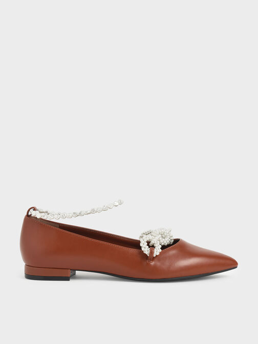 Beaded Mary Jane Flats, Cognac, hi-res