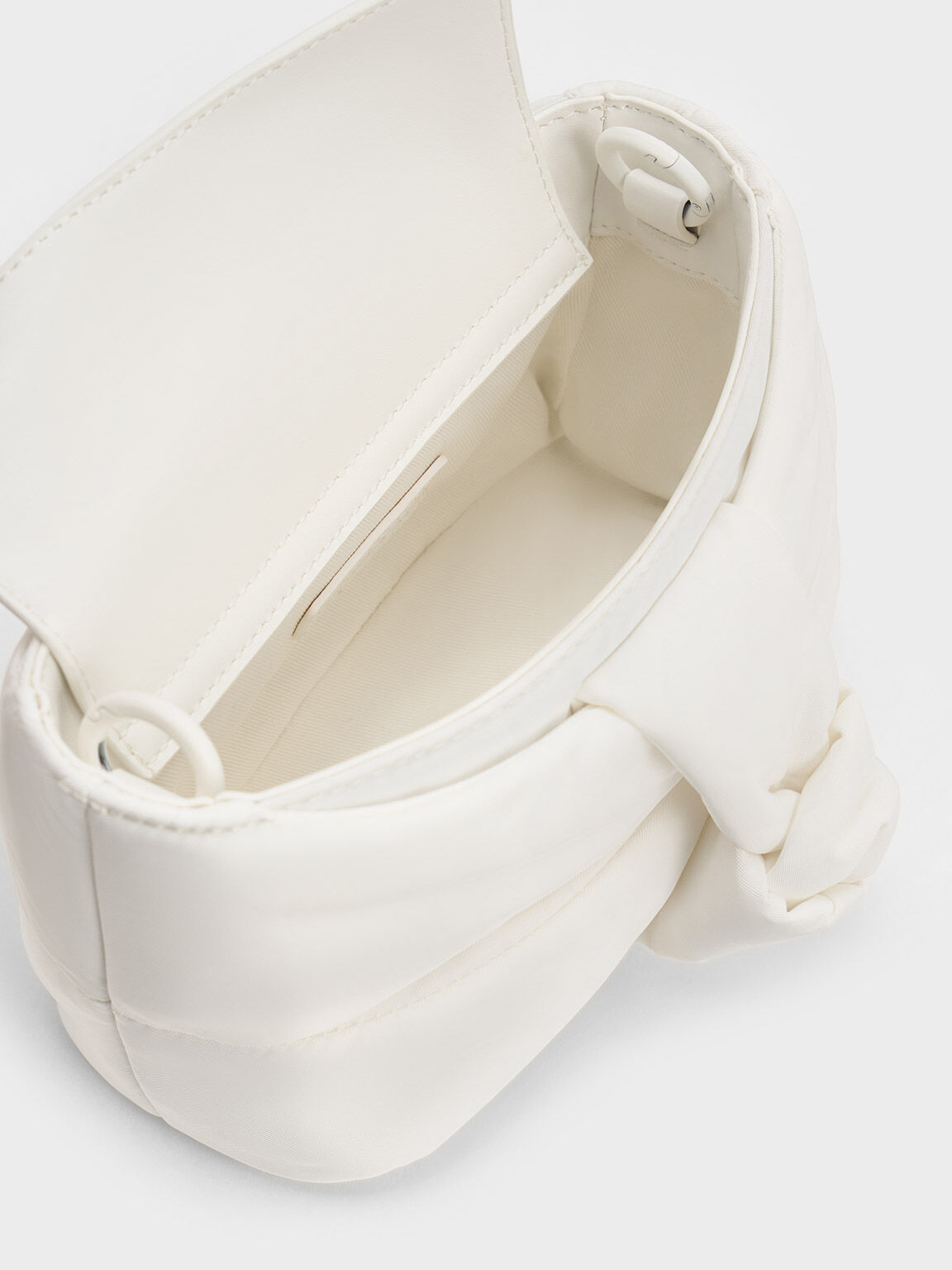 Puffy Nylon Top Handle Bag, White, hi-res