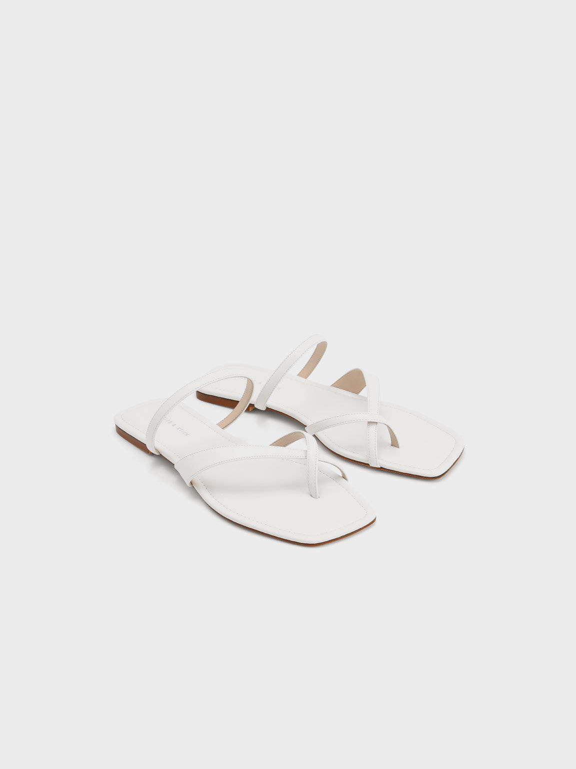 Toe-Loop Slide Sandals, White, hi-res