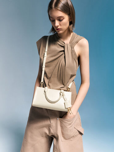 Mini bolso tote Kerry, Crema, hi-res