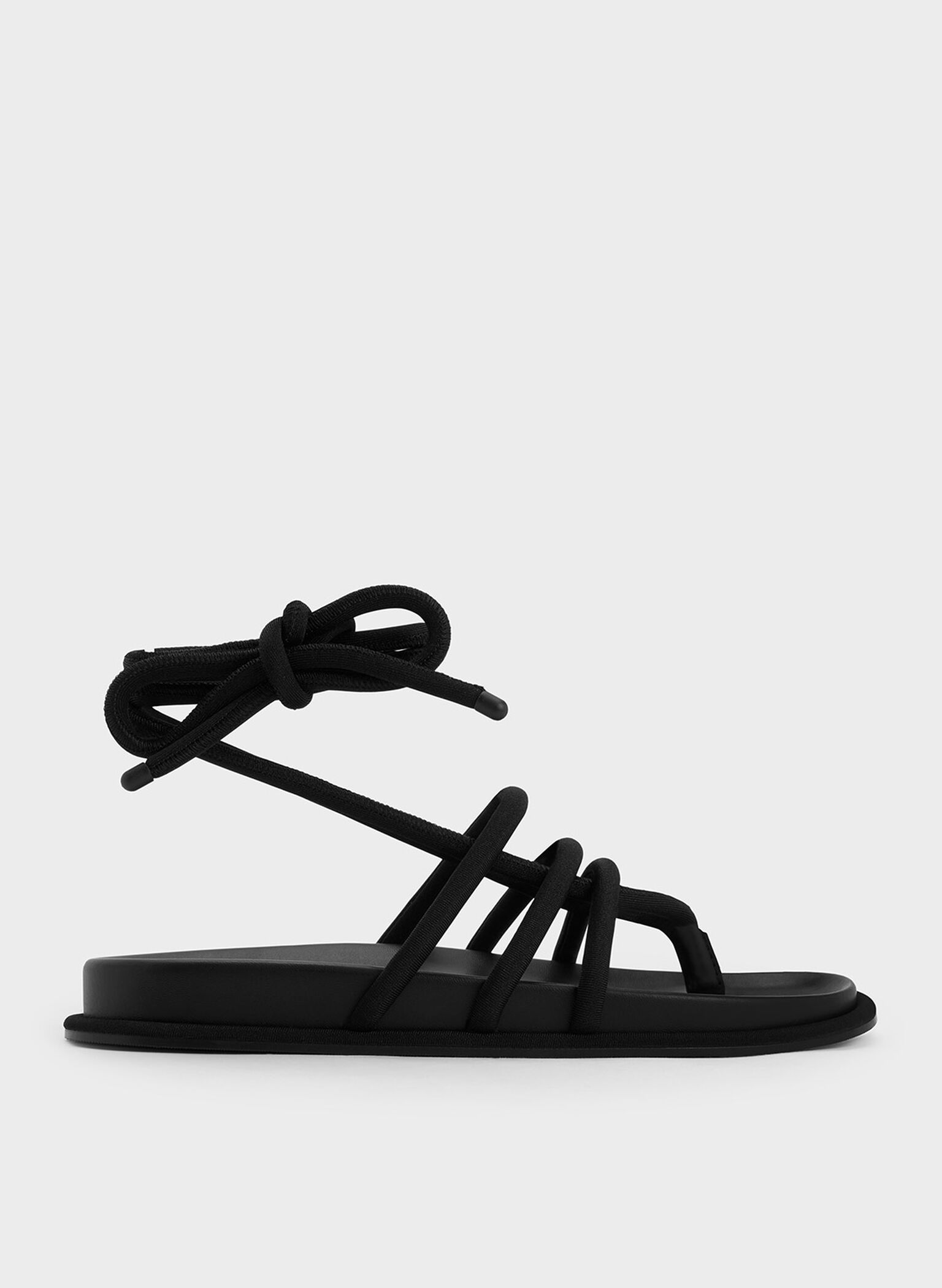 Toni Tubular Tie-Around Sandals, Black Textured, hi-res