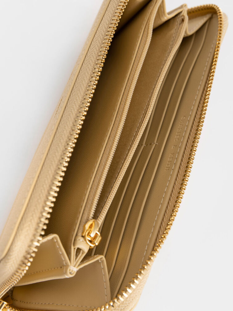 Zip-Around Long Wallet, Beige, hi-res