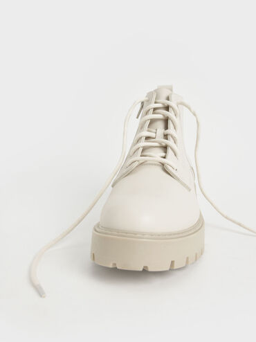 Commute Lace-Up Chunky Ankle Boots, Chalk, hi-res