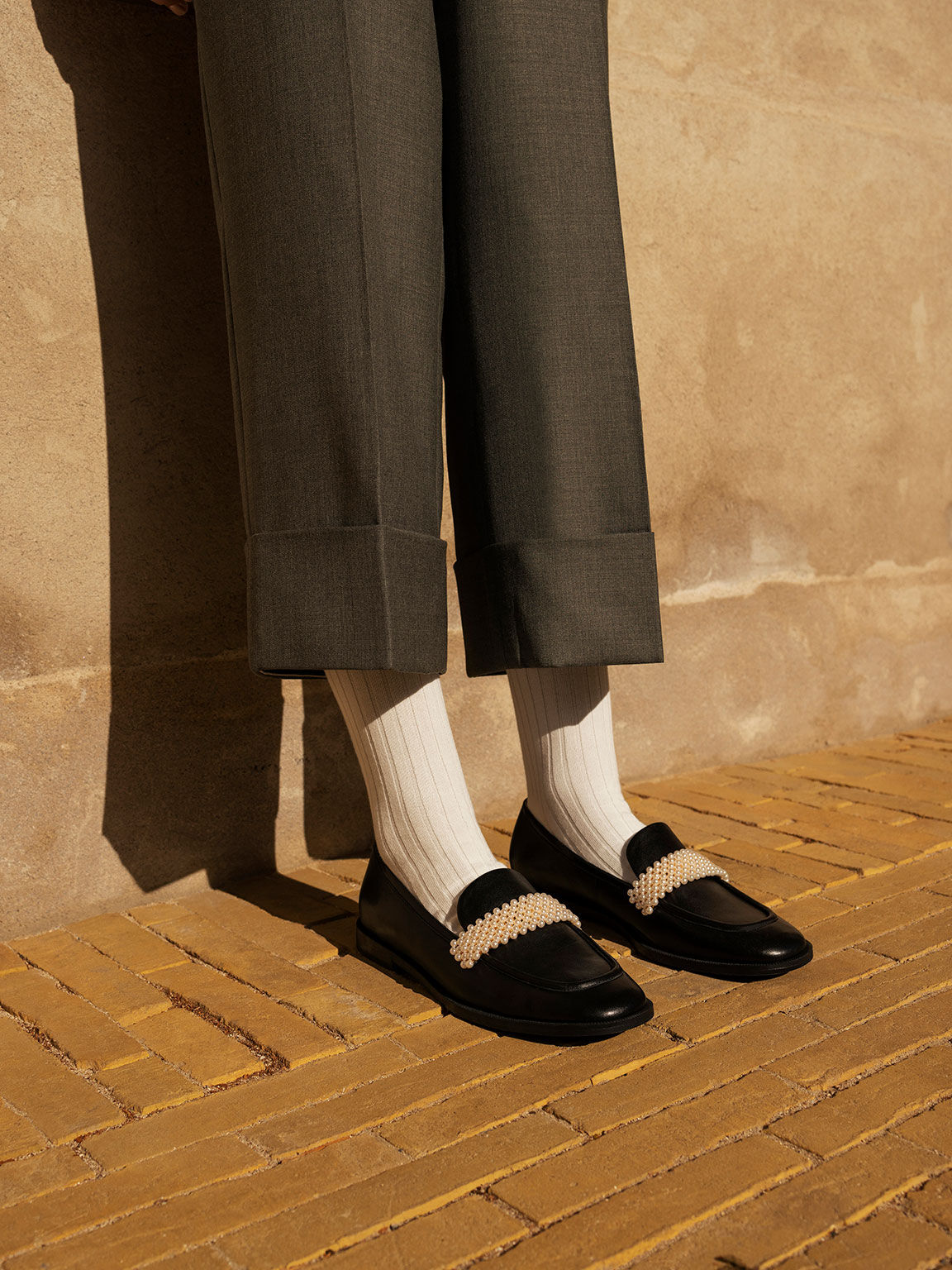 Black Beaded Penny Loafers - CHARLES & KEITH US