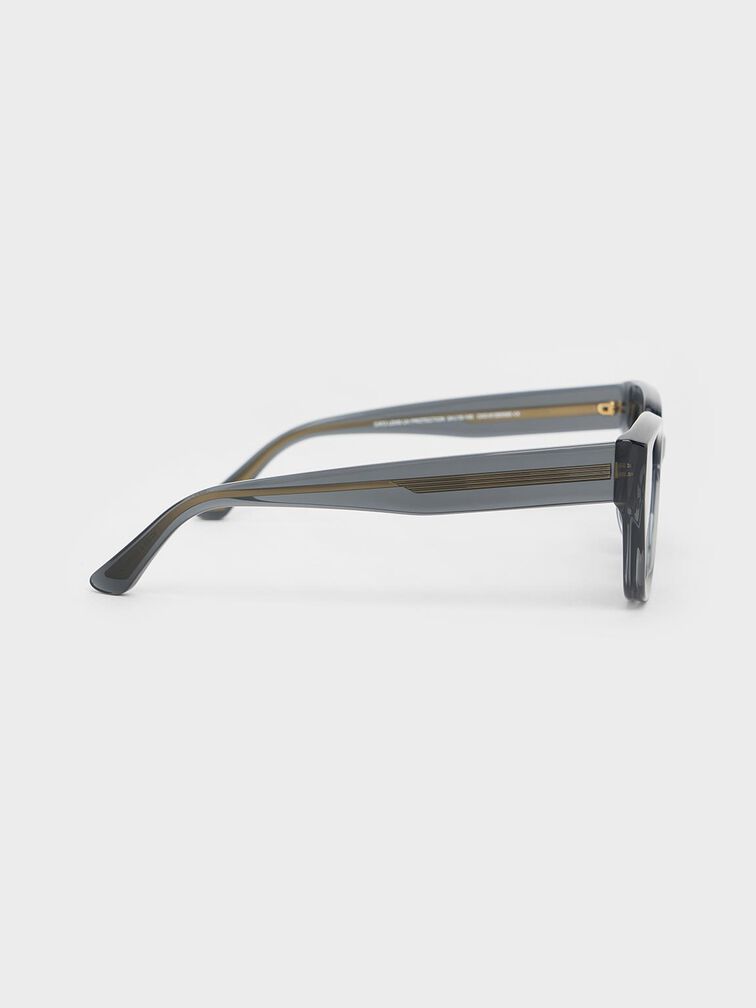 Recycled Acetate Cat-Eye Sunglasses, Navy, hi-res