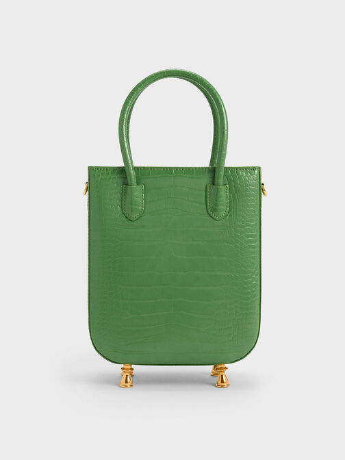 Meriah Croc-Embossed Tote Bag, Green, hi-res
