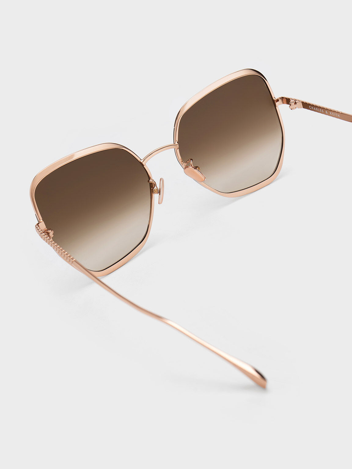 Braided Temple Butterfly Sunglasses, Rose Gold, hi-res