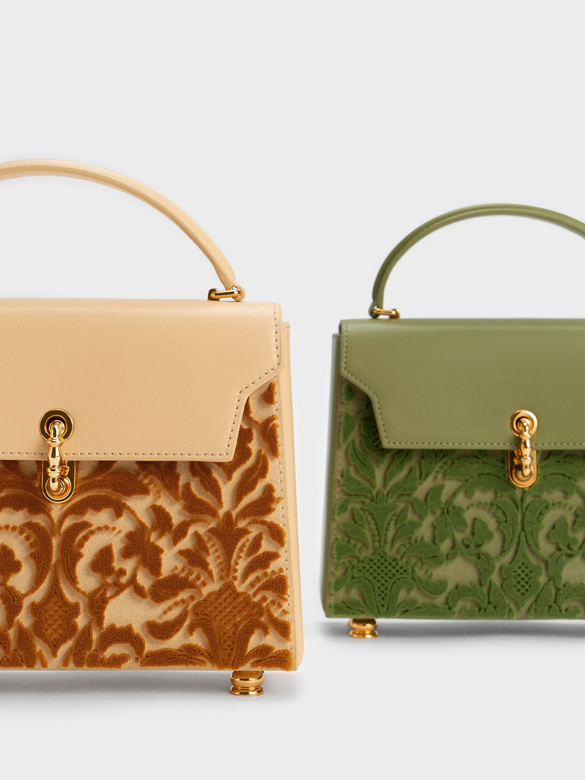 Marietta Floral Textured Trapeze Bag, Pistachio, hi-res