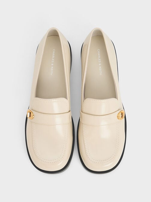 Mocasines con correa de hebilla metálica, Blanco tiza, hi-res