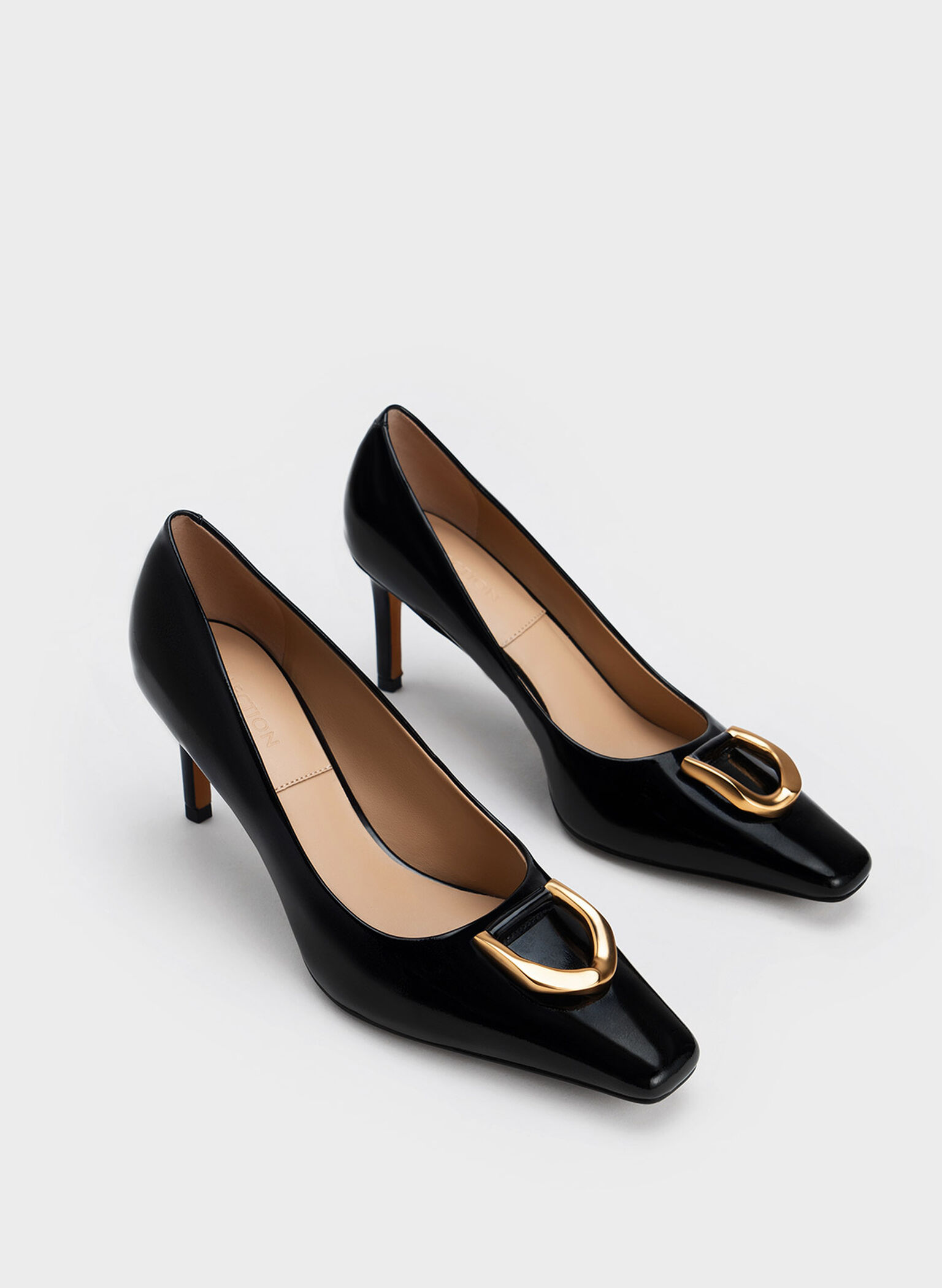 Black Gabine Patent Leather Tapered Pumps - CHARLES & KEITH US