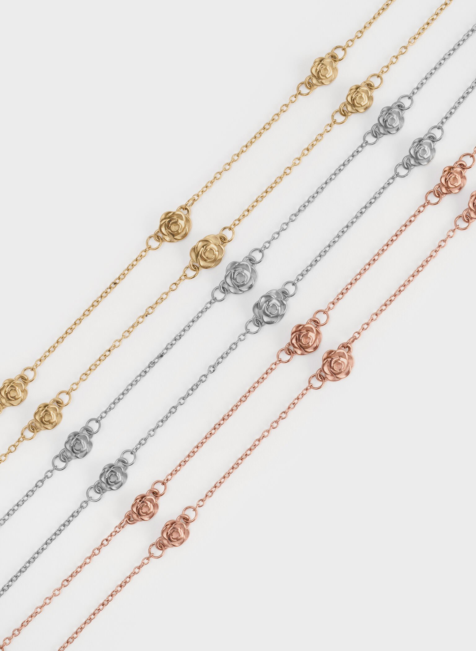 Rosalind Flower-Motif Necklace, Brush Gold, hi-res