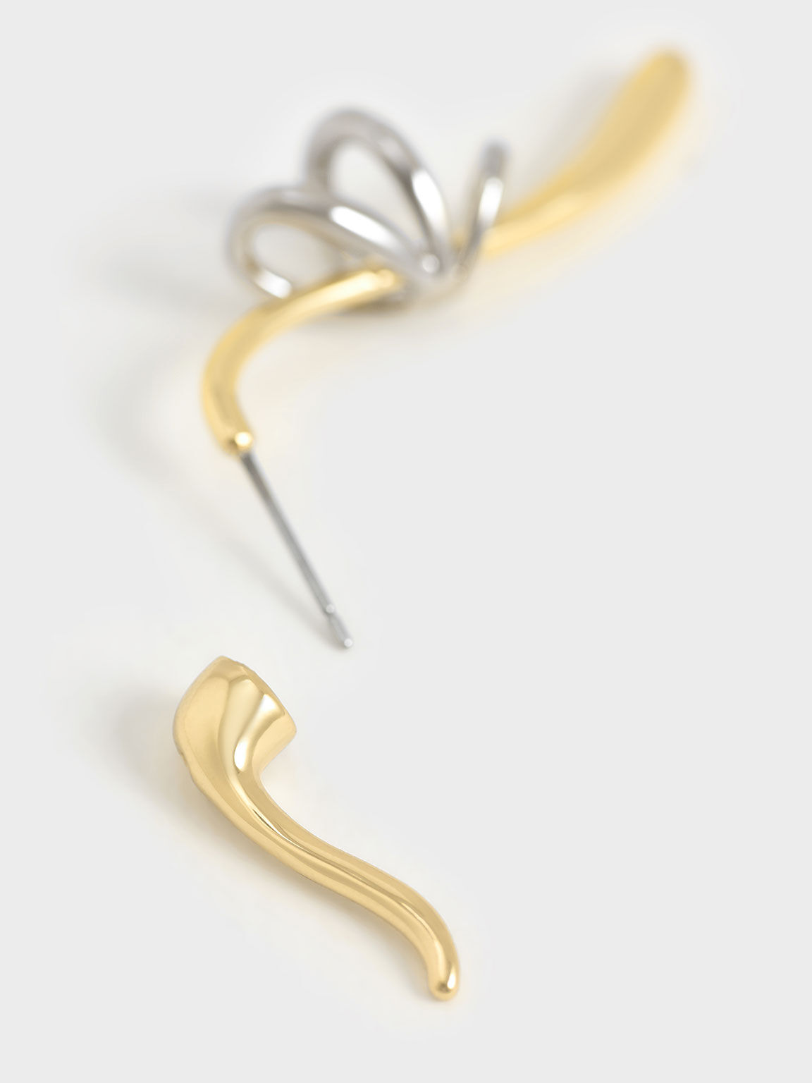 Two-Tone Sculptural Drop Earrings, Gold, hi-res