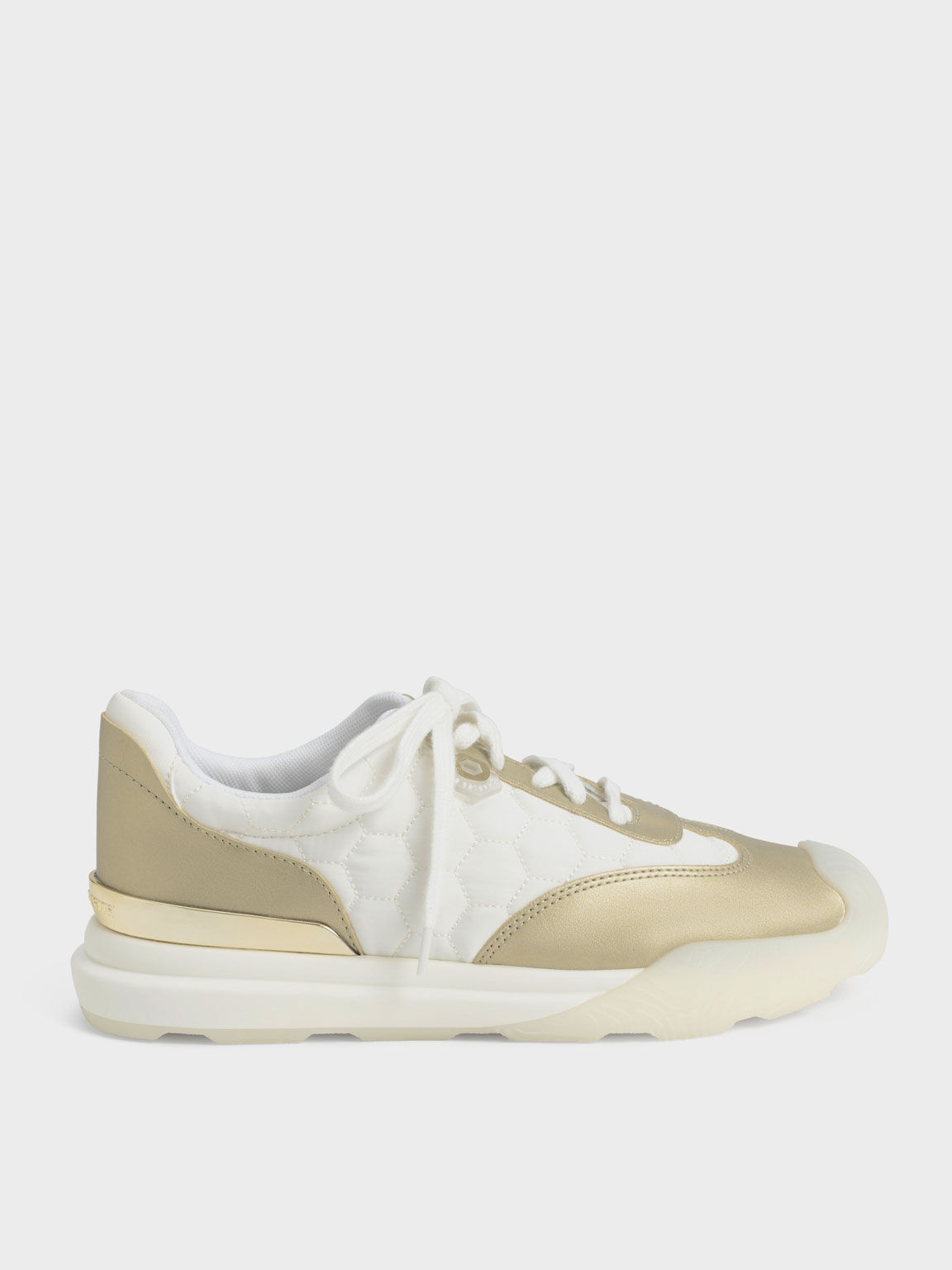Gold Nylon Low-Top Sneakers - CHARLES & KEITH