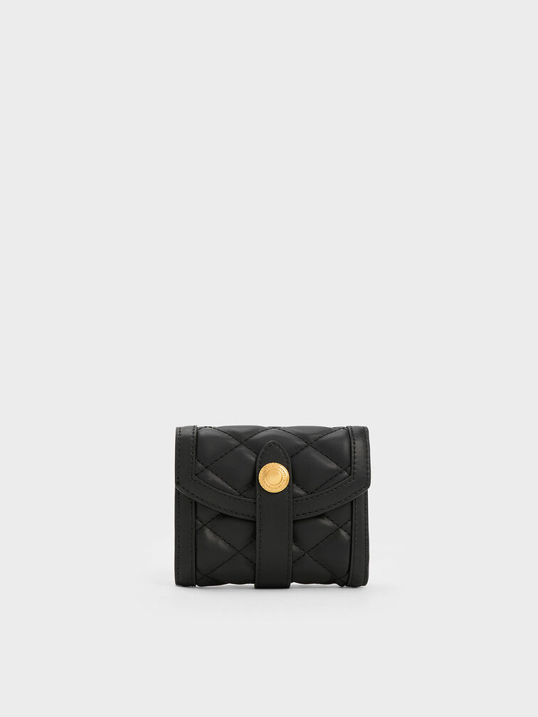Black Este Quilted Belted Small Wallet - CHARLES & KEITH International