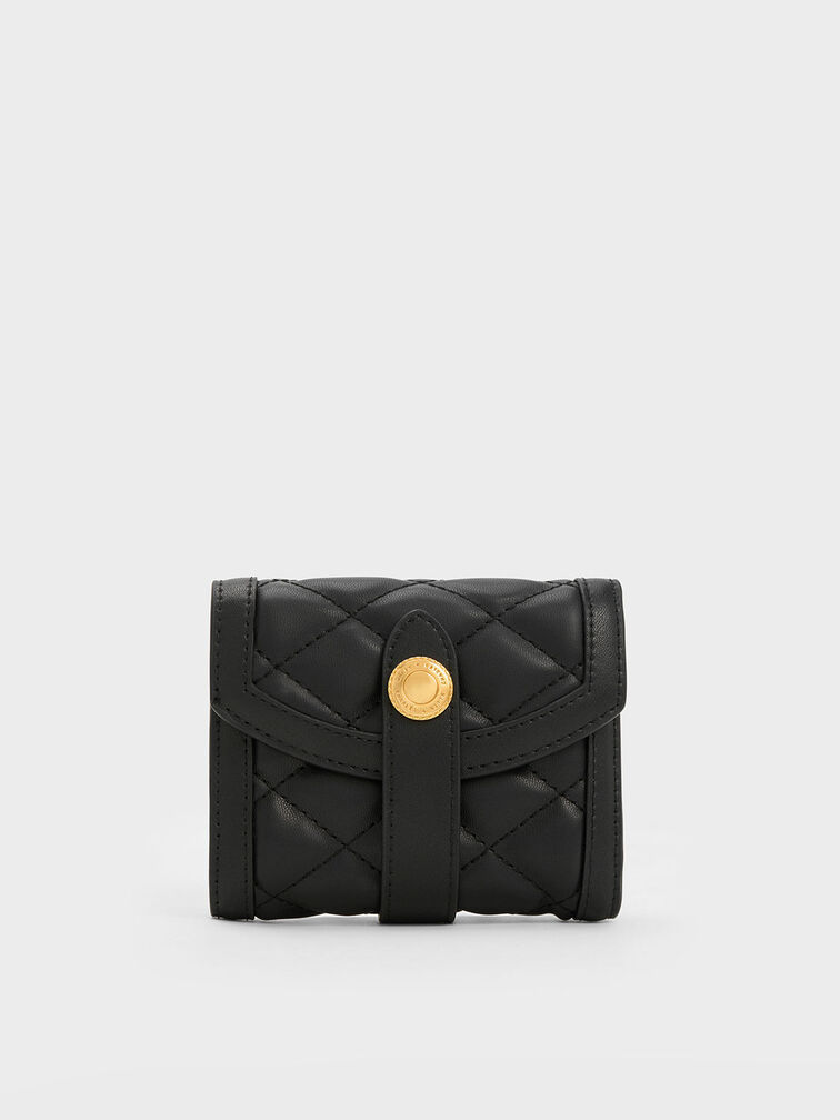 Black Este Quilted Belted Small Wallet - CHARLES & KEITH International