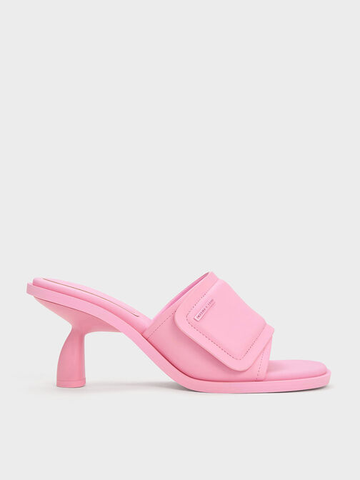 Puffy Sculptural Heel Mules, Pink, hi-res