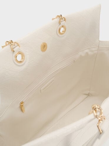 Duo Quilted Braided-Strap Drawstring Two-Way Backpack, Crème, hi-res