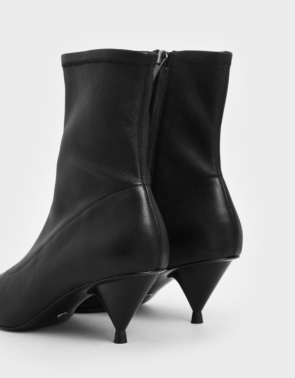 leather cone heel boots
