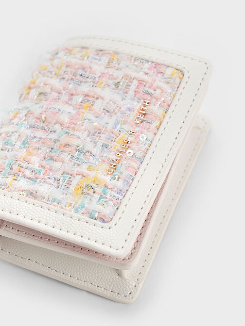 Micaela Tweed Card Holder, White, hi-res
