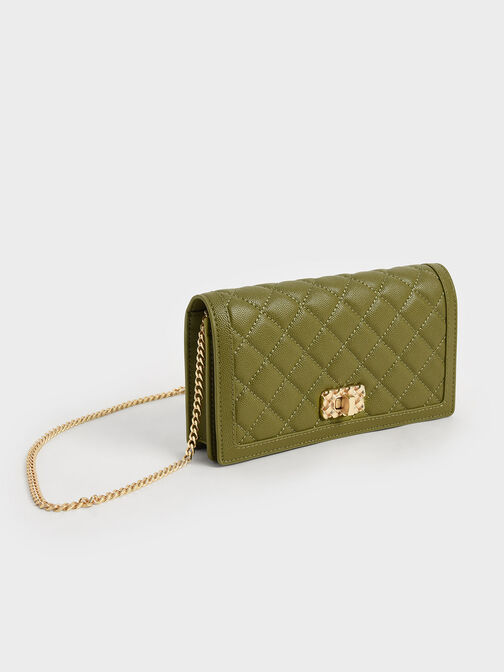 Micaela Quilted Long Wallet, Avocado, hi-res
