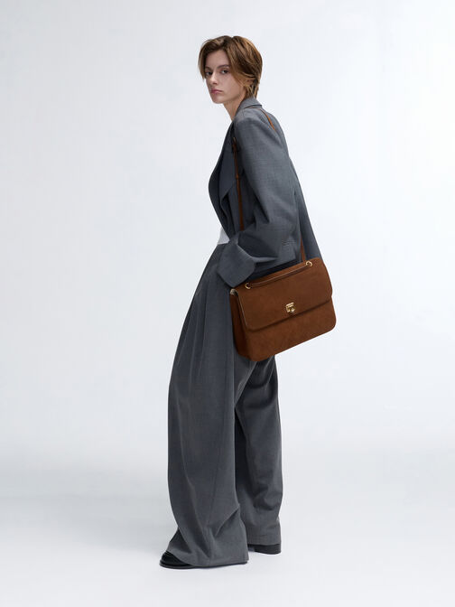 Connie Quilted Shoulder Bag, Pecan Brown, hi-res