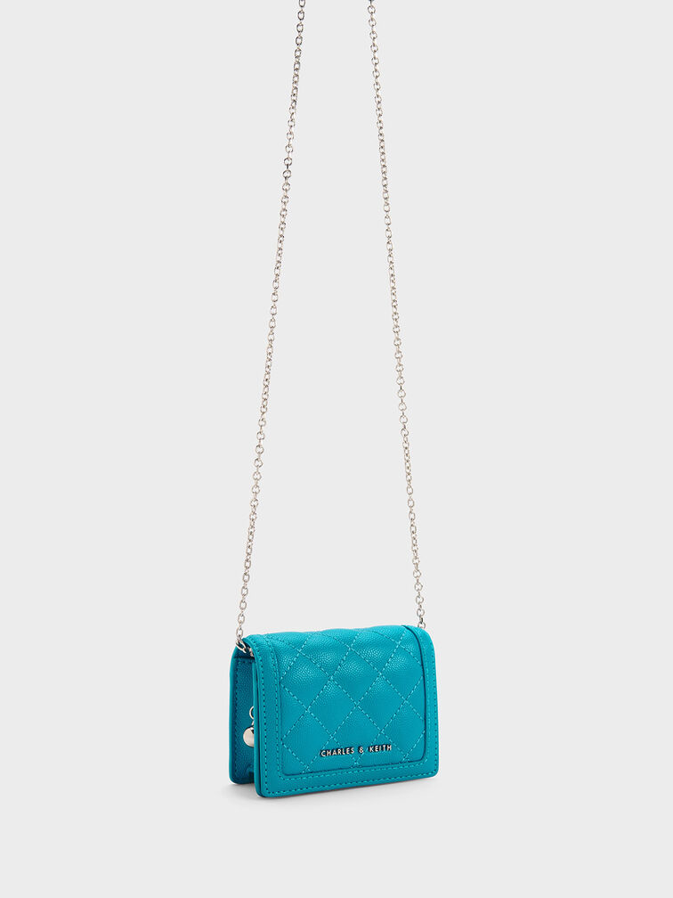 Micaela Quilted Card Holder, Blue, hi-res