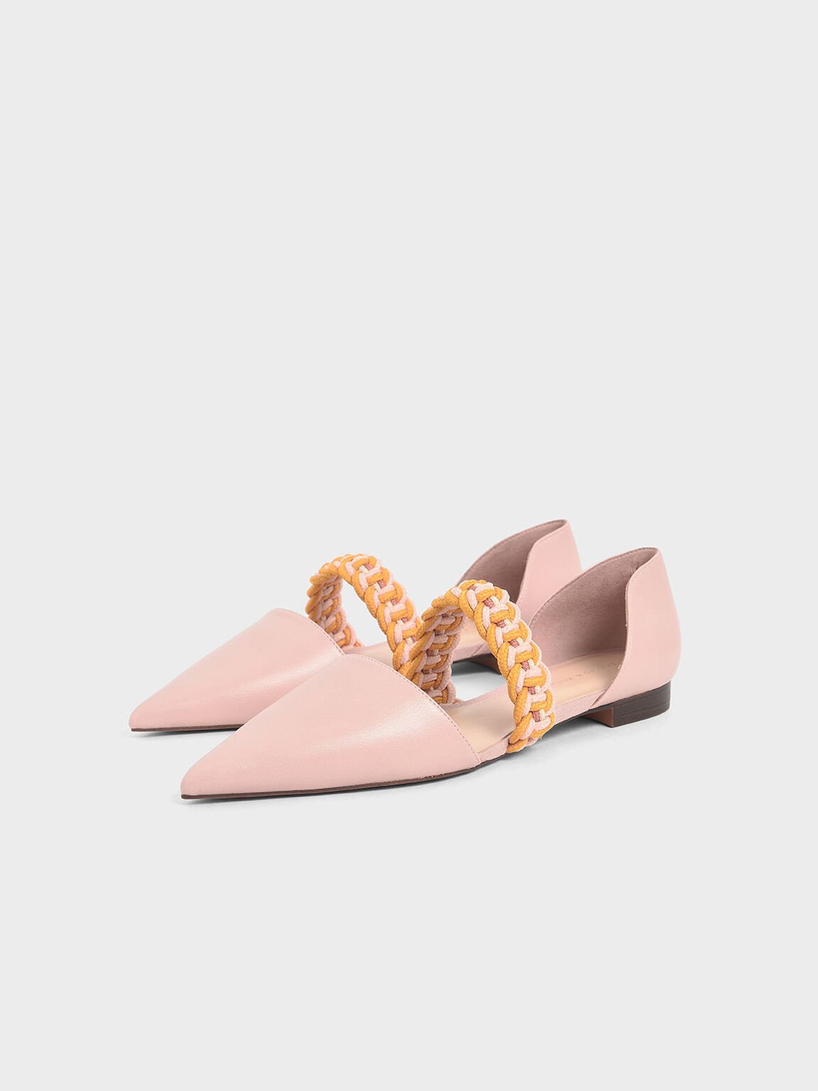 Braided-Strap Mary Jane Flats, Nude, hi-res