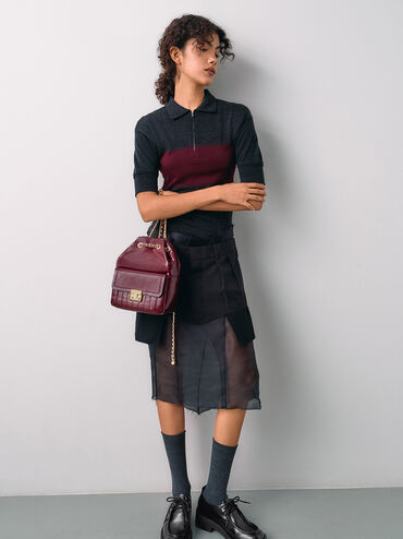 Donna Crinkle-Effect Backpack, Burgundy, hi-res
