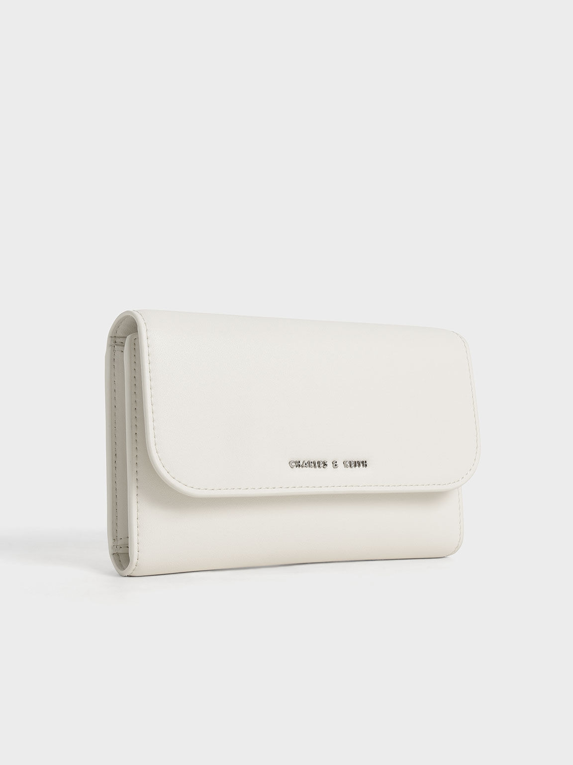 Magnetic Front Flap Long Wallet, Cream, hi-res