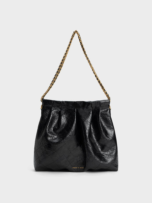 Duo Double Chain Hobo Bag, Black, hi-res