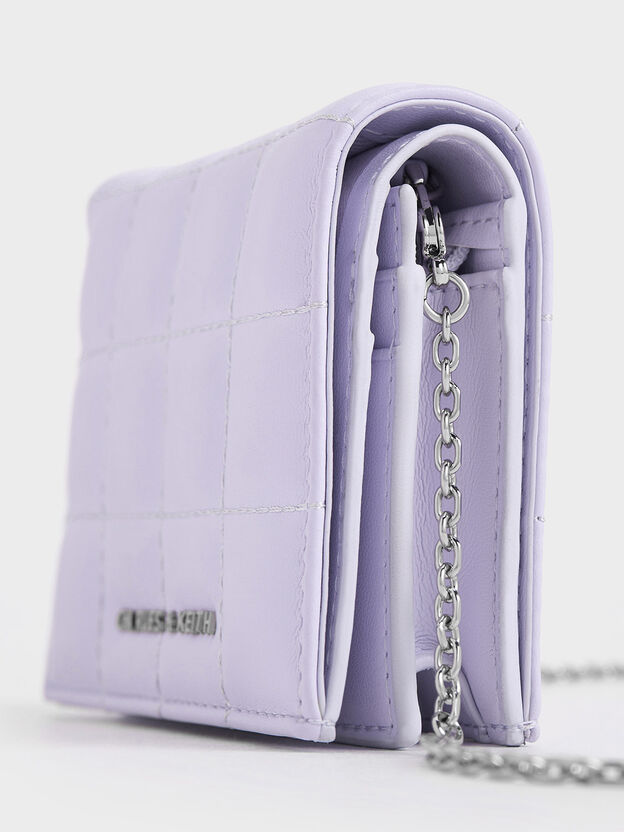 Cassia Quilted Wallet On Chain, Lilac, hi-res