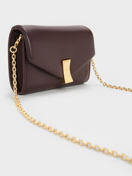 Lilibet Metallic-Accent Chain-Strap Wallet, Plum, hi-res