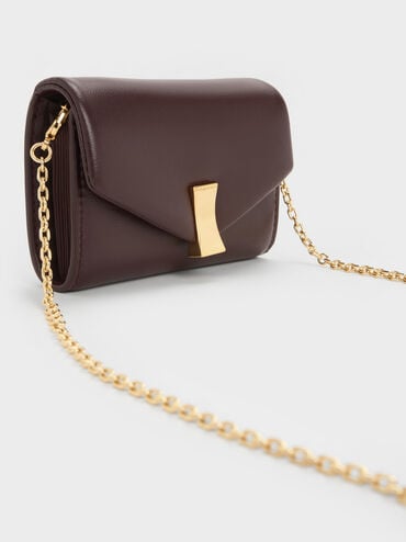 Lilibet Metallic-Accent Chain-Strap Wallet, Plum, hi-res