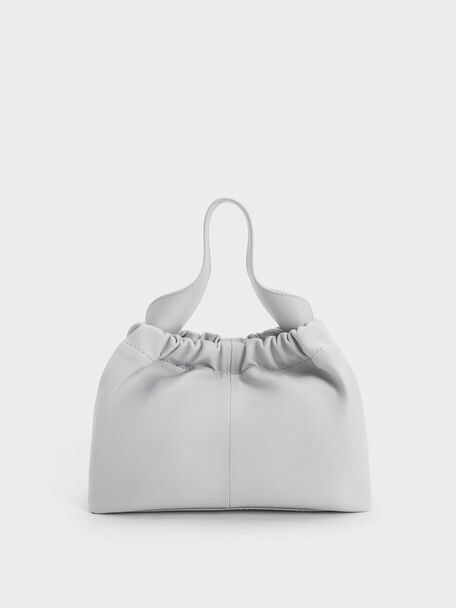 Ally Ruched Slouchy Bag, Light Grey, hi-res