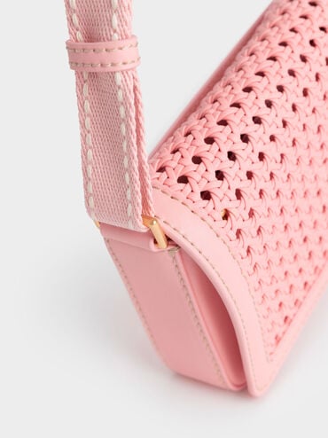 Cecily Woven Shoulder Bag, Light Pink, hi-res
