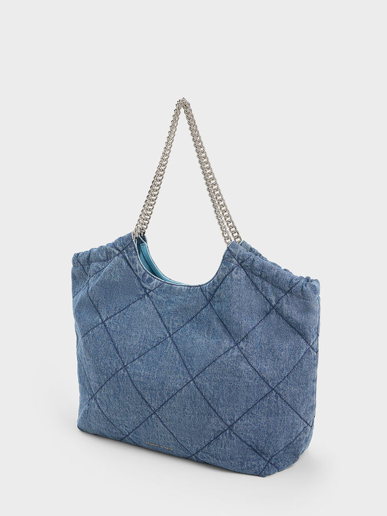 Denim shoulder bag - Denim blue - Ladies