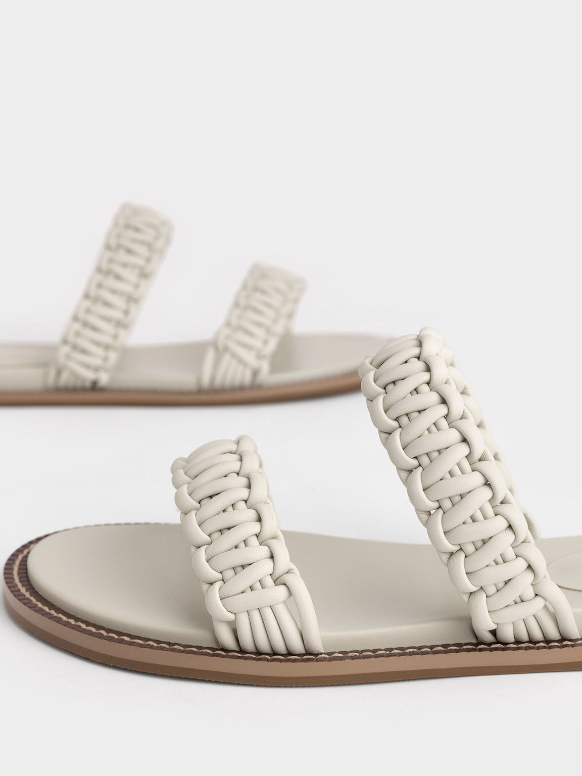 Braided Strap Slide Sandals, Chalk, hi-res