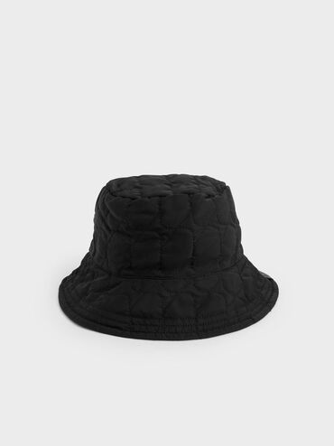 Nylon Textured Bucket Hat, Black, hi-res