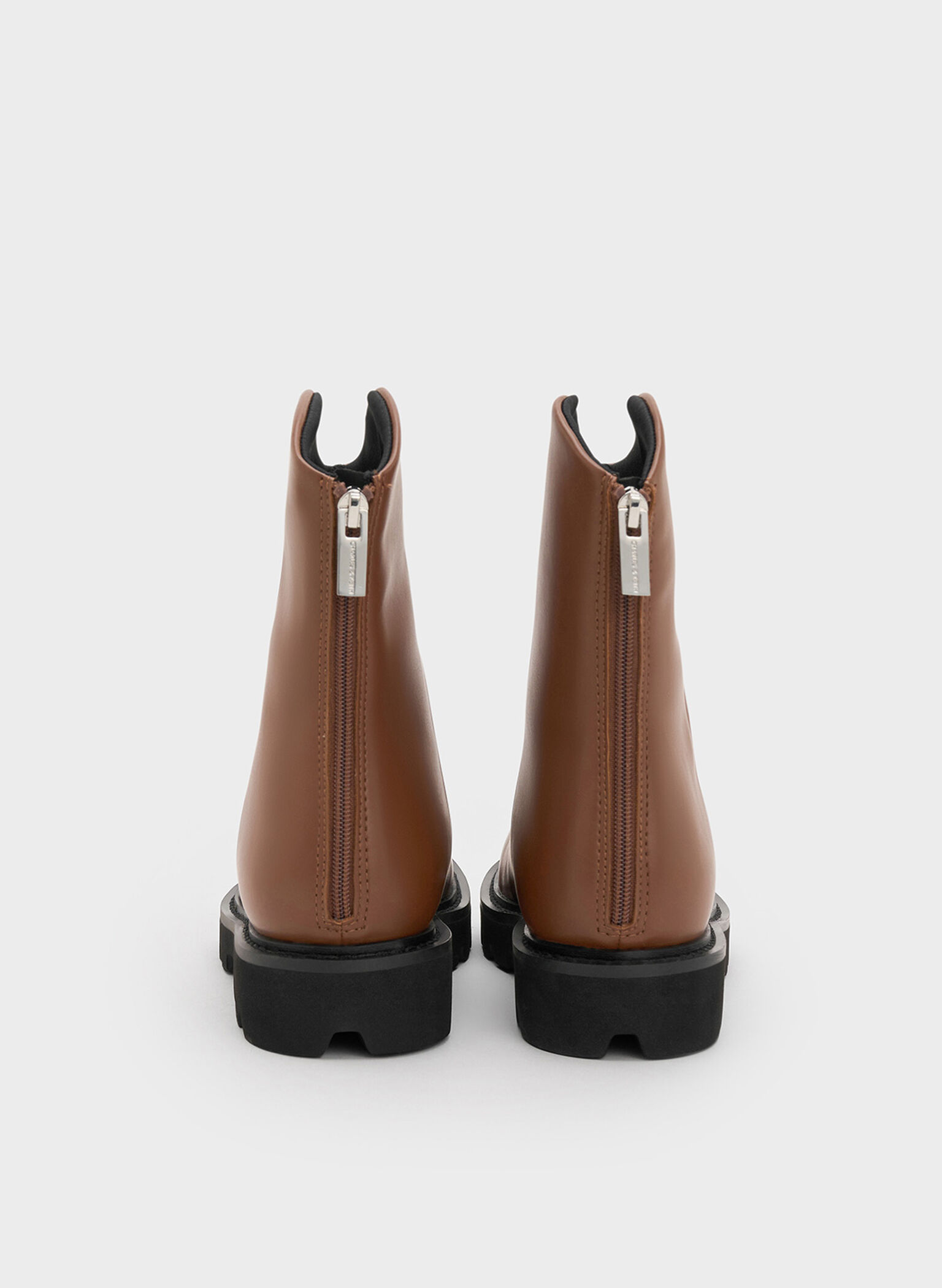 Girls' Chunky Ankle Boots, Brown, hi-res