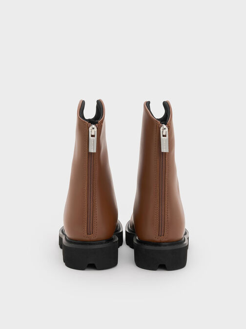 Girls' Chunky Ankle Boots, Brown, hi-res
